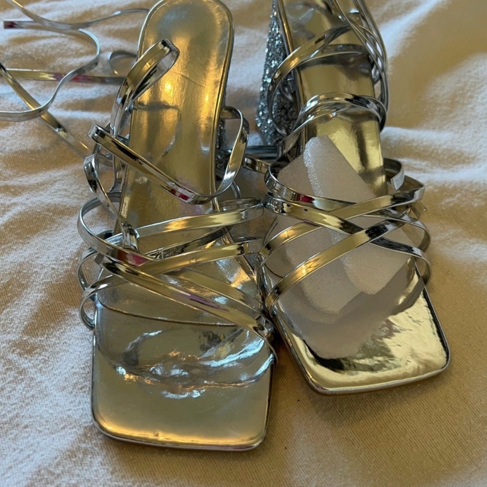 Silver Strappy Women's Sandals